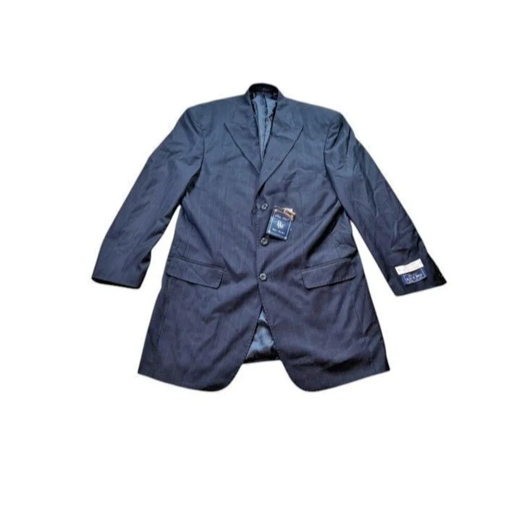 Red & Blue Solo 360 Dark Sport Coat Super 140's Wool Blend Blazer Size 40L NWT
